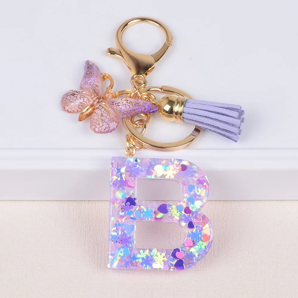 🔥Butterfly Letter Keychain Tassel Design Vibrant Durable Lightweight Gift
